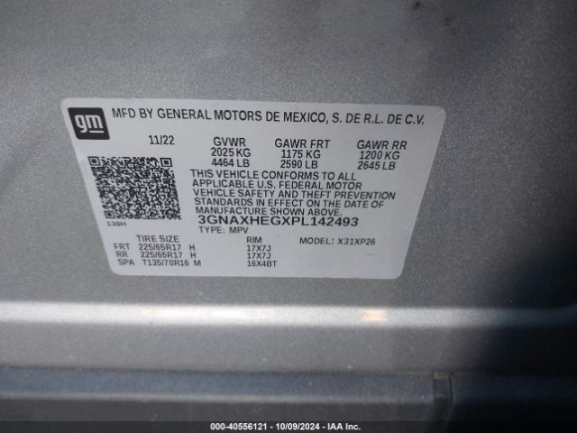 Photo 8 VIN: 3GNAXHEGXPL142493 - CHEVROLET EQUINOX 