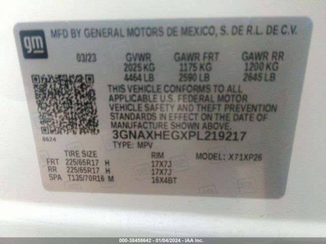 Photo 8 VIN: 3GNAXHEGXPL219217 - CHEVROLET EQUINOX 