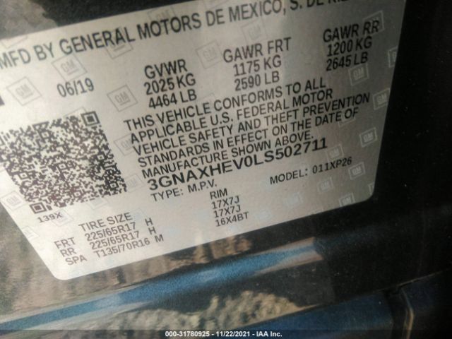 Photo 8 VIN: 3GNAXHEV0LS502711 - CHEVROLET EQUINOX 