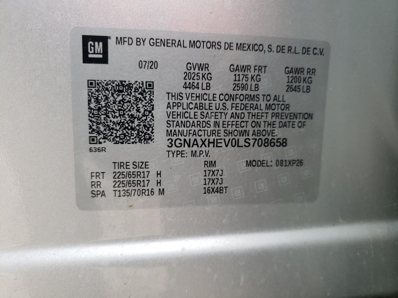 Photo 13 VIN: 3GNAXHEV0LS708658 - CHEVROLET EQUINOX 