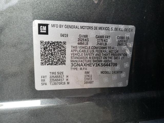 Photo 9 VIN: 3GNAXHEV1KS644709 - CHEVROLET EQUINOX LS 