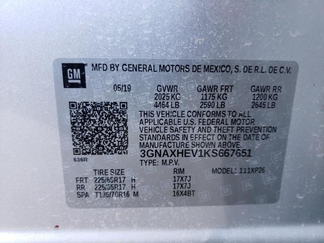 Photo 11 VIN: 3GNAXHEV1KS667651 - CHEVROLET EQUINOX LS 