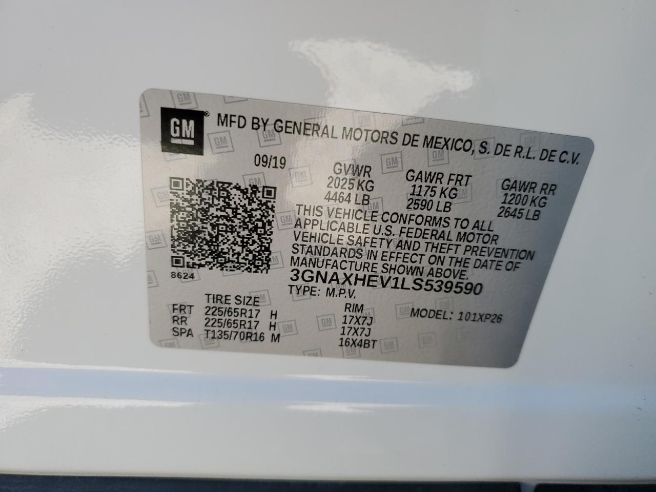 Photo 11 VIN: 3GNAXHEV1LS539590 - CHEVROLET EQUINOX 