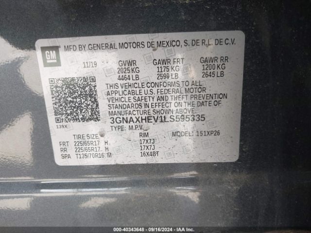 Photo 8 VIN: 3GNAXHEV1LS595335 - CHEVROLET EQUINOX 