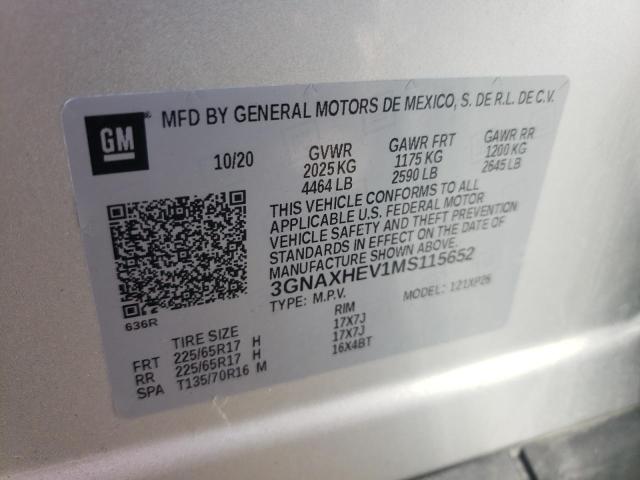 Photo 9 VIN: 3GNAXHEV1MS115652 - CHEVROLET EQUINOX LS 