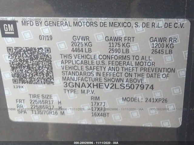 Photo 8 VIN: 3GNAXHEV2LS507974 - CHEVROLET EQUINOX 