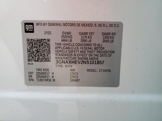 Photo 12 VIN: 3GNAXHEV2NS101857 - CHEVROLET EQUINOX LS 