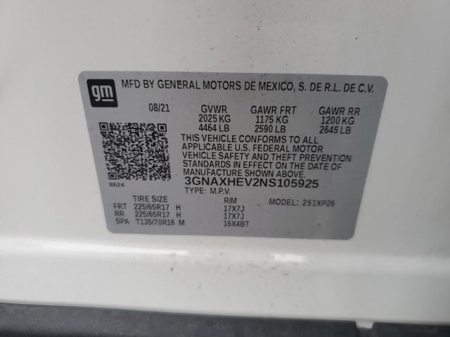 Photo 12 VIN: 3GNAXHEV2NS105925 - CHEVROLET EQUINOX LS 