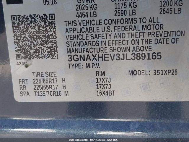 Photo 8 VIN: 3GNAXHEV3JL389165 - CHEVROLET EQUINOX 