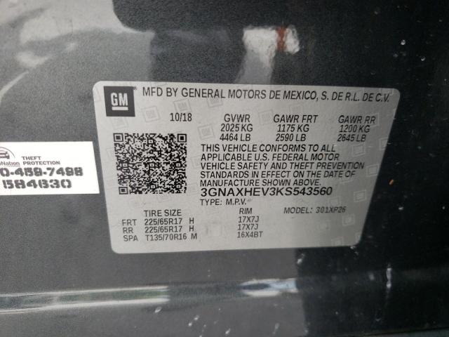 Photo 9 VIN: 3GNAXHEV3KS543560 - CHEVROLET EQUINOX LS 