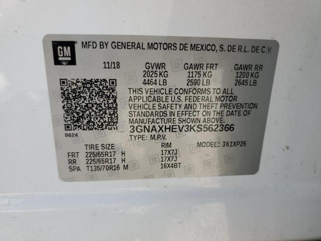 Photo 12 VIN: 3GNAXHEV3KS562366 - CHEVROLET EQUINOX LS 