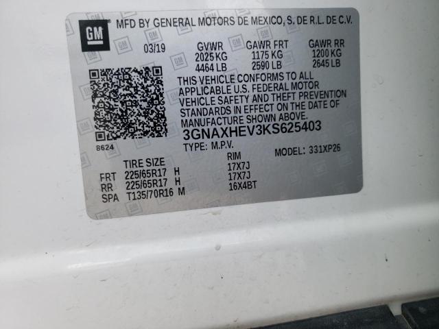 Photo 12 VIN: 3GNAXHEV3KS625403 - CHEVROLET EQUINOX LS 