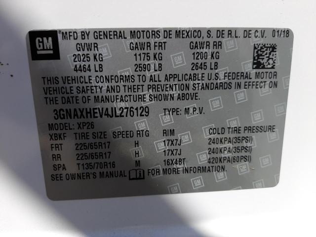 Photo 9 VIN: 3GNAXHEV4JL276129 - CHEVROLET EQUINOX LS 