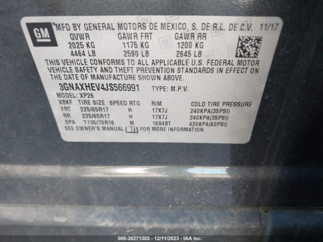 Photo 8 VIN: 3GNAXHEV4JS566991 - CHEVROLET EQUINOX 