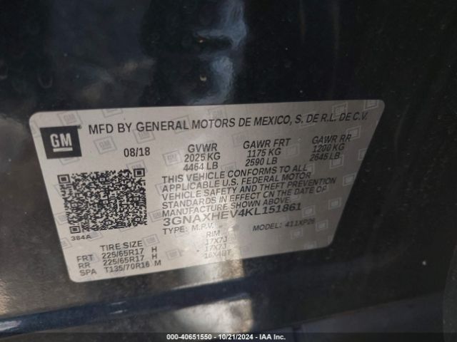 Photo 8 VIN: 3GNAXHEV4KL151861 - CHEVROLET EQUINOX 