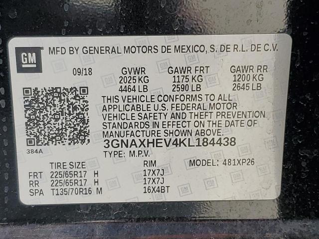 Photo 9 VIN: 3GNAXHEV4KL184438 - CHEVROLET EQUINOX LS 