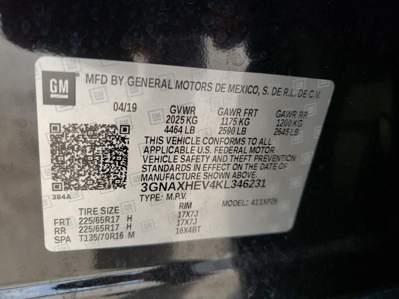 Photo 9 VIN: 3GNAXHEV4KL346231 - CHEVROLET EQUINOX LS 