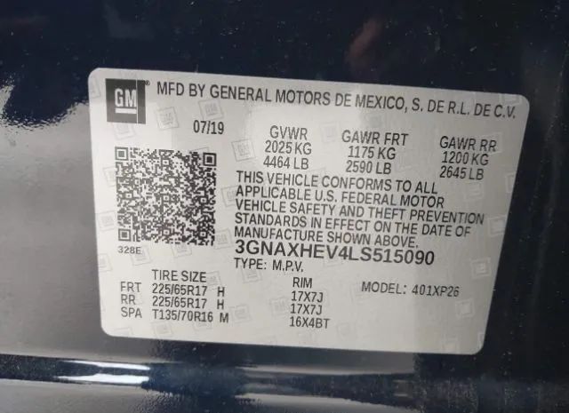 Photo 8 VIN: 3GNAXHEV4LS515090 - CHEVROLET EQUINOX 