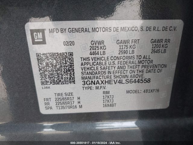 Photo 8 VIN: 3GNAXHEV4LS644558 - CHEVROLET EQUINOX 