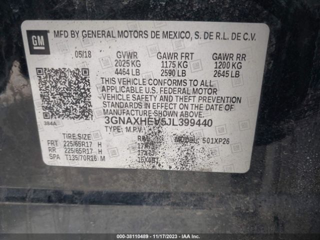 Photo 8 VIN: 3GNAXHEV5JL399440 - CHEVROLET EQUINOX 