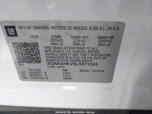 Photo 8 VIN: 3GNAXHEV5LS571524 - CHEVROLET EQUINOX 