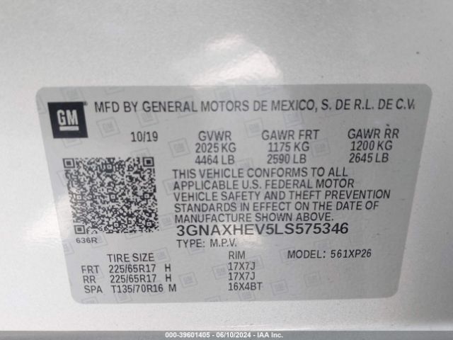 Photo 8 VIN: 3GNAXHEV5LS575346 - CHEVROLET EQUINOX 