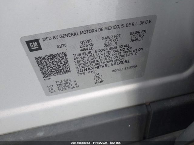 Photo 8 VIN: 3GNAXHEV5LS618051 - CHEVROLET EQUINOX 