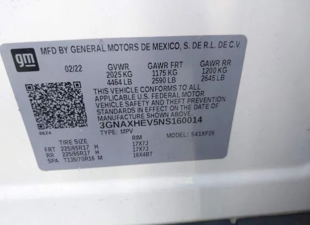 Photo 8 VIN: 3GNAXHEV5NS160014 - CHEVROLET EQUINOX 