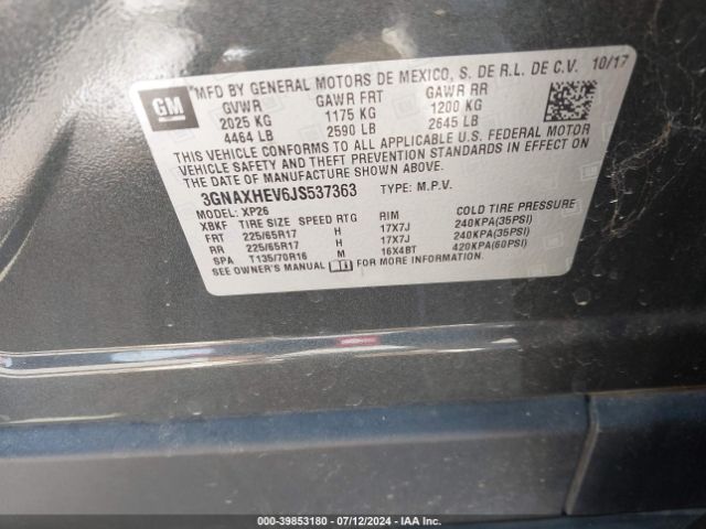 Photo 8 VIN: 3GNAXHEV6JS537363 - CHEVROLET EQUINOX 