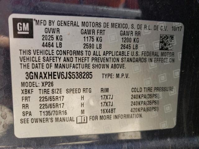 Photo 13 VIN: 3GNAXHEV6JS538285 - CHEVROLET EQUINOX LS 