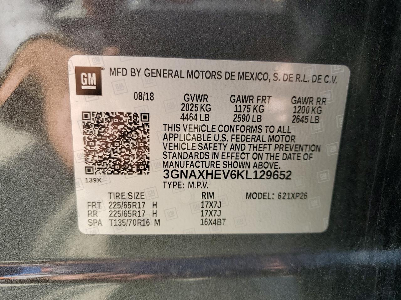 Photo 12 VIN: 3GNAXHEV6KL129652 - CHEVROLET EQUINOX 