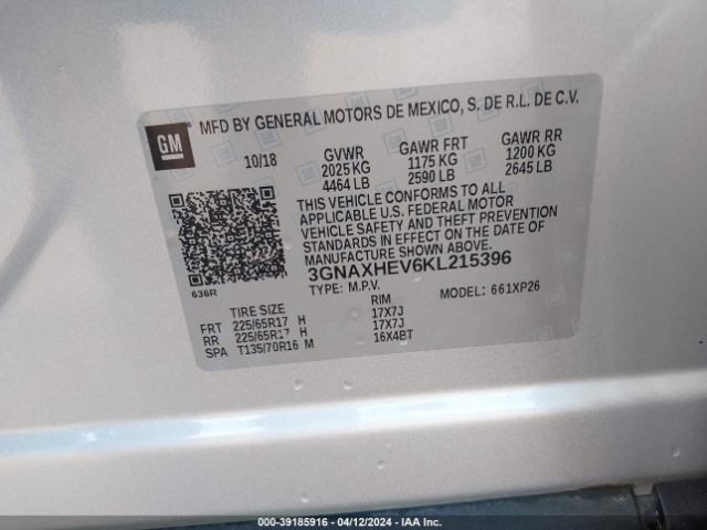 Photo 8 VIN: 3GNAXHEV6KL215396 - CHEVROLET EQUINOX 