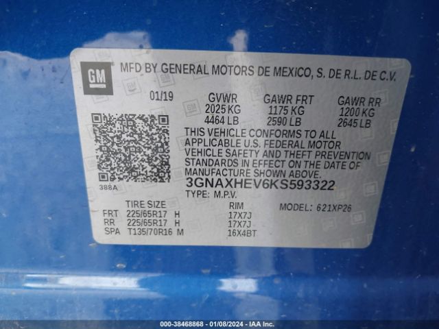 Photo 8 VIN: 3GNAXHEV6KS593322 - CHEVROLET EQUINOX 