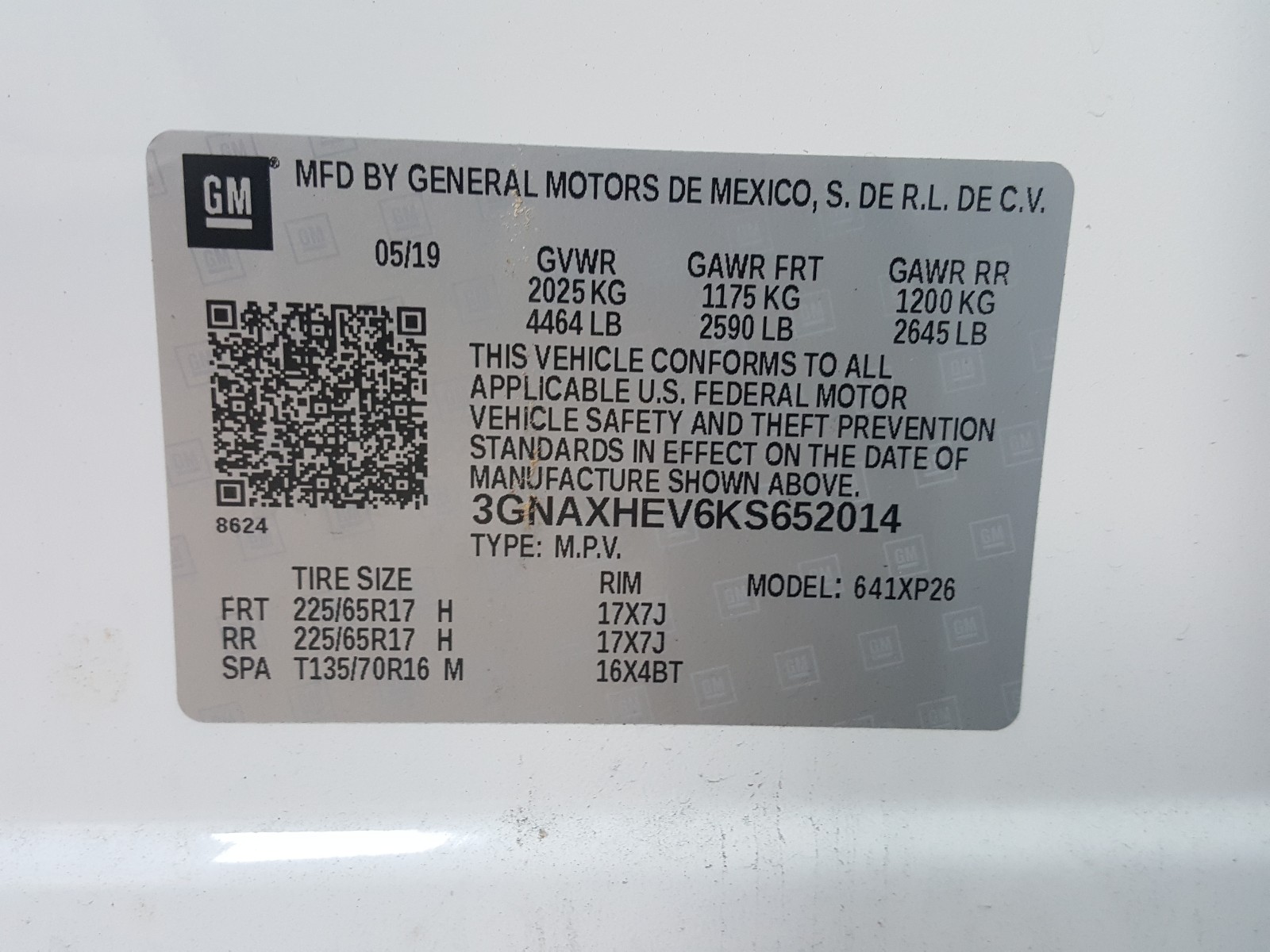 Photo 9 VIN: 3GNAXHEV6KS652014 - CHEVROLET EQUINOX LS 