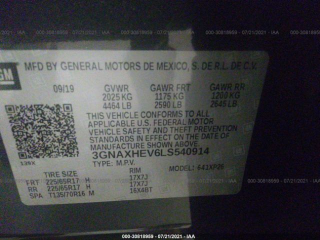 Photo 8 VIN: 3GNAXHEV6LS540914 - CHEVROLET EQUINOX 