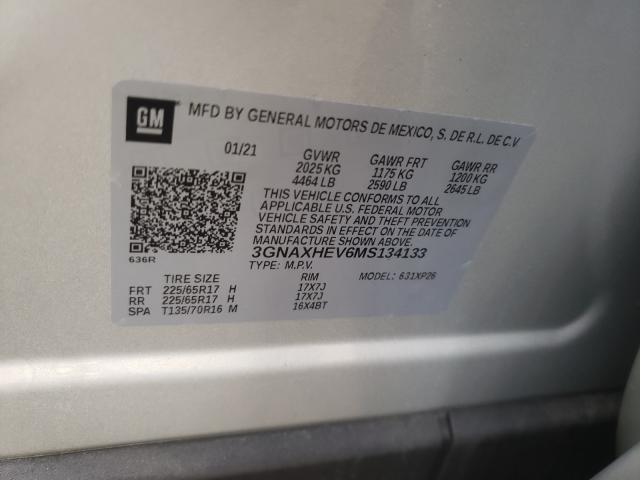 Photo 9 VIN: 3GNAXHEV6MS134133 - CHEVROLET EQUINOX LS 