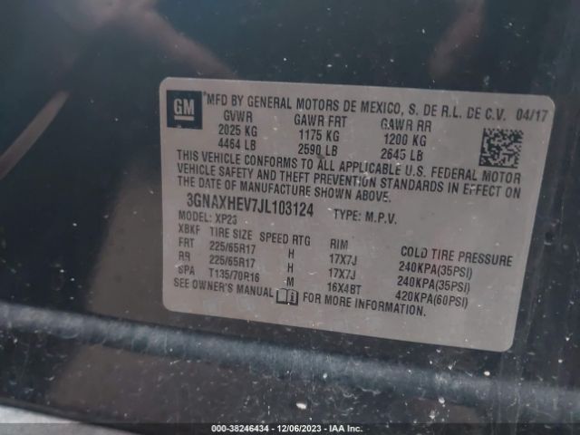 Photo 8 VIN: 3GNAXHEV7JL103124 - CHEVROLET EQUINOX 