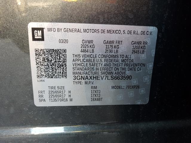 Photo 9 VIN: 3GNAXHEV7LS663590 - CHEVROLET EQUINOX LS 