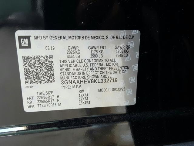 Photo 9 VIN: 3GNAXHEV8KL332719 - CHEVROLET EQUINOX LS 