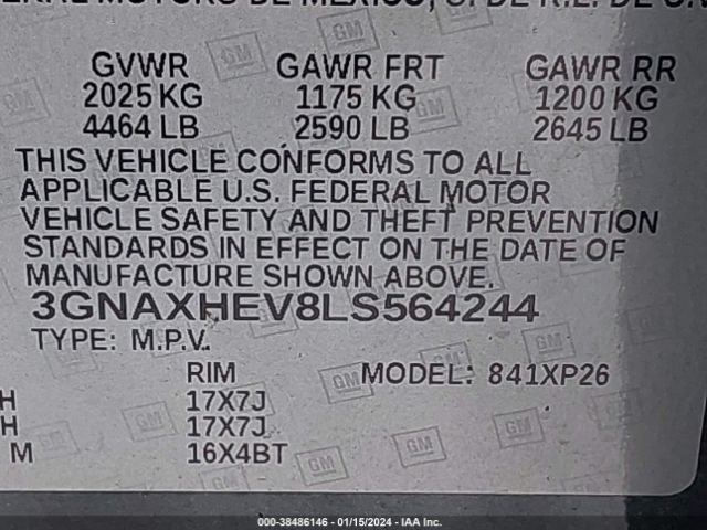 Photo 8 VIN: 3GNAXHEV8LS564244 - CHEVROLET EQUINOX 