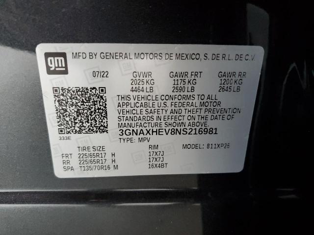 Photo 9 VIN: 3GNAXHEV8NS216981 - CHEVROLET EQUINOX LS 