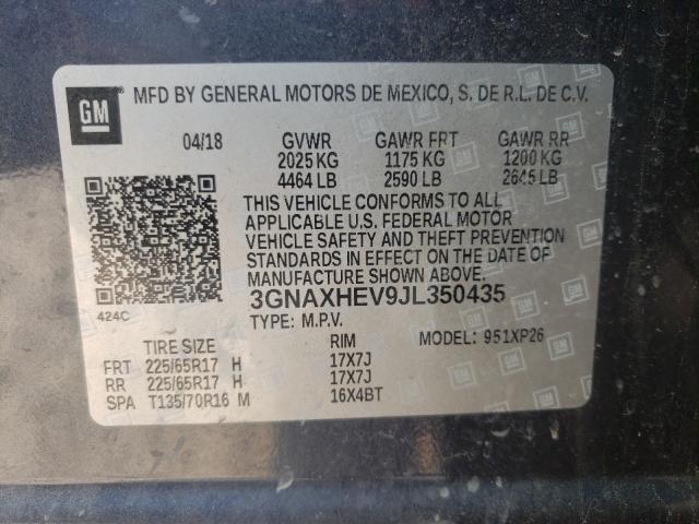 Photo 9 VIN: 3GNAXHEV9JL350435 - CHEVROLET EQUINOX LS 