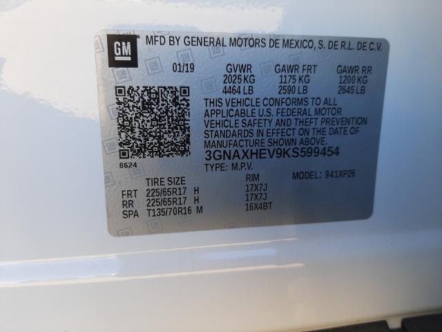 Photo 9 VIN: 3GNAXHEV9KS599454 - CHEVROLET EQUINOX LS 