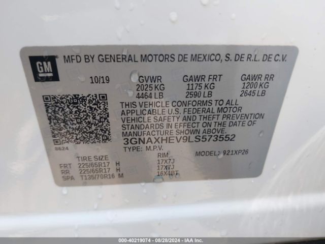 Photo 8 VIN: 3GNAXHEV9LS573552 - CHEVROLET EQUINOX 