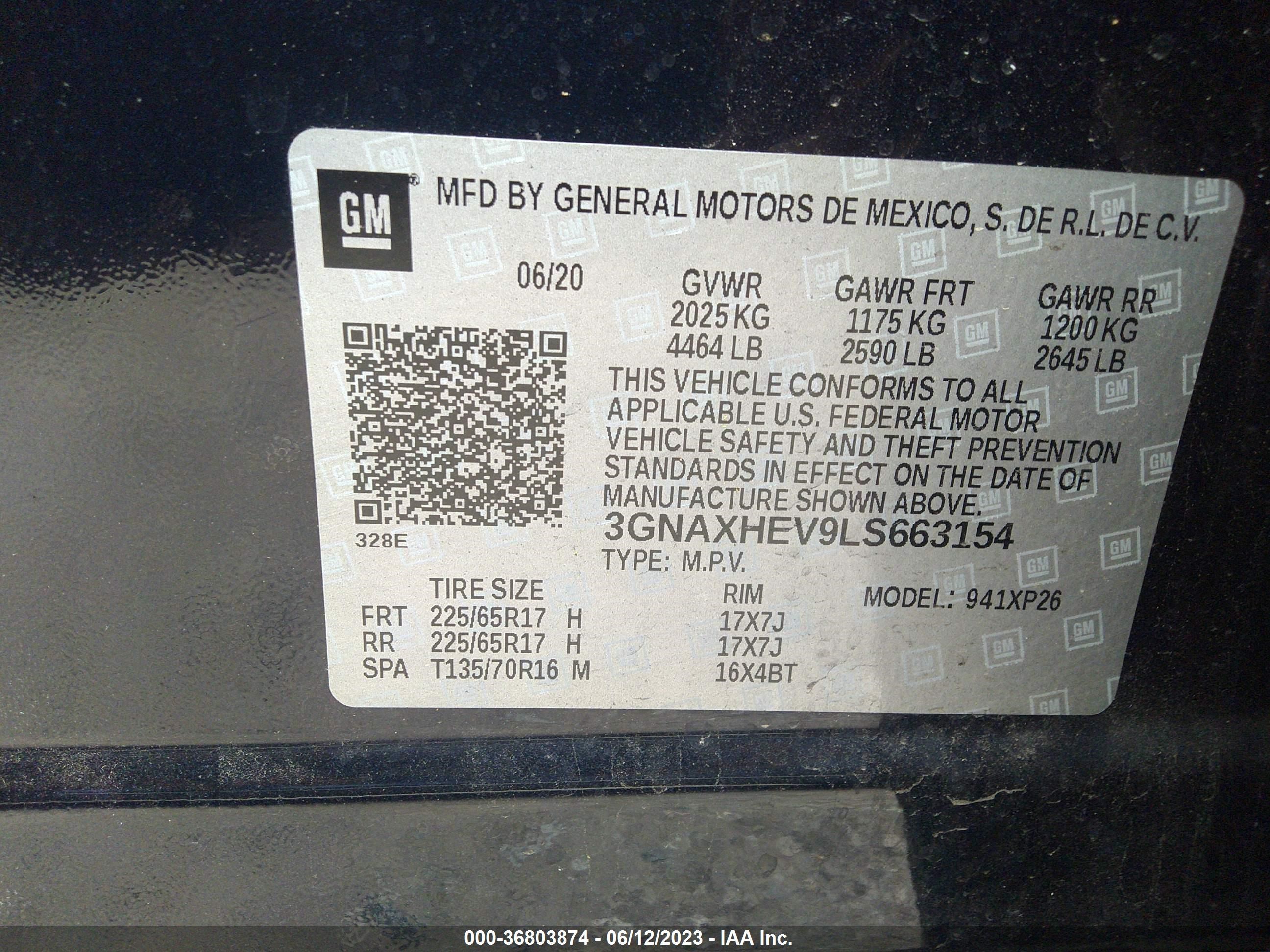 Photo 8 VIN: 3GNAXHEV9LS663154 - CHEVROLET EQUINOX 