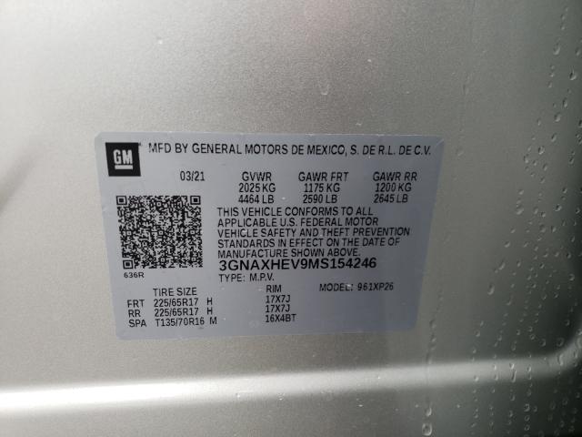 Photo 9 VIN: 3GNAXHEV9MS154246 - CHEVROLET EQUINOX LS 