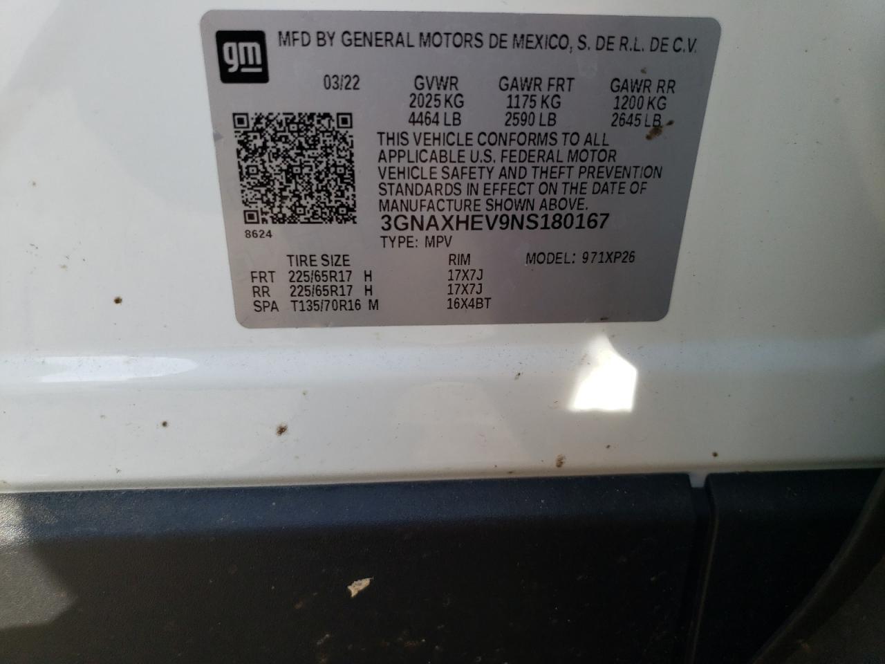 Photo 13 VIN: 3GNAXHEV9NS180167 - CHEVROLET EQUINOX 