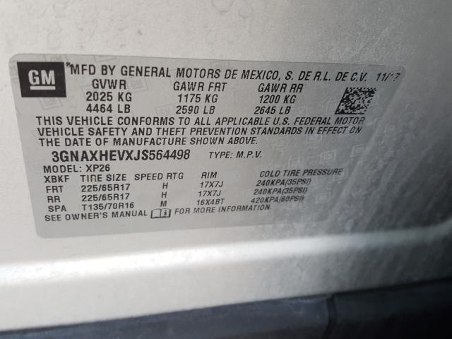 Photo 9 VIN: 3GNAXHEVXJS564498 - CHEVROLET EQUINOX LS 