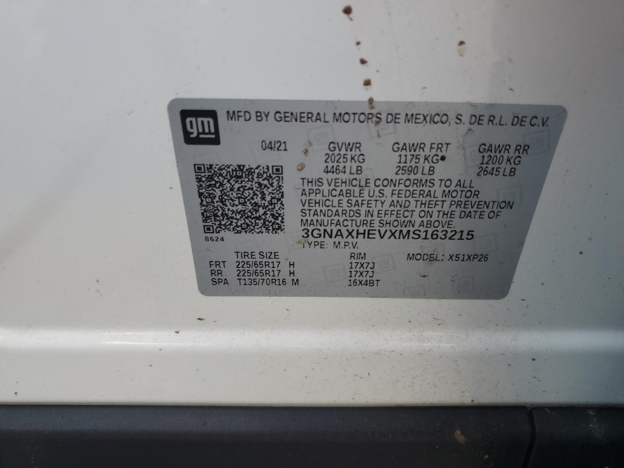 Photo 12 VIN: 3GNAXHEVXMS163215 - CHEVROLET EQUINOX 