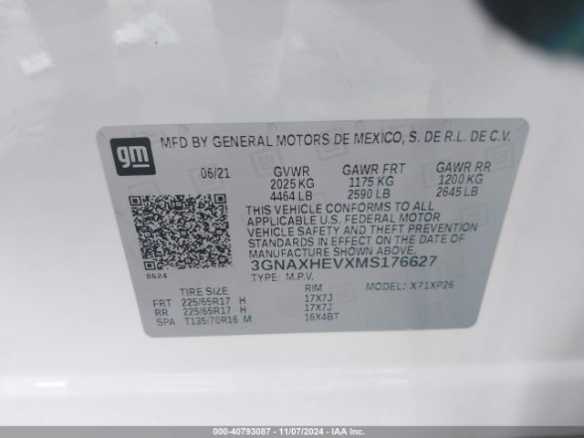 Photo 8 VIN: 3GNAXHEVXMS176627 - CHEVROLET EQUINOX 